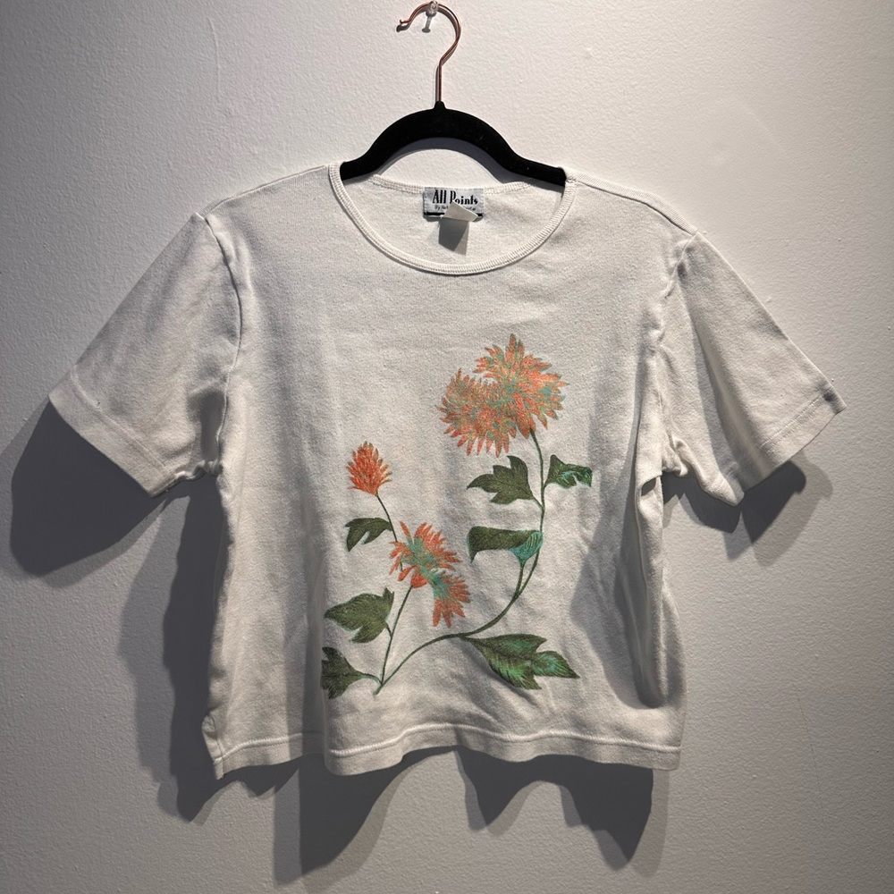 Vintage cottage core flower tee shirt size large